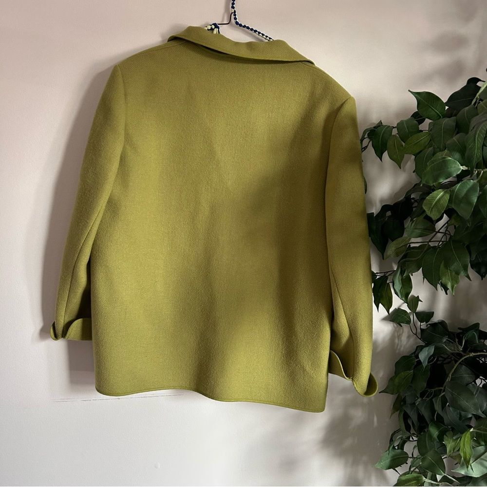 Vintage Designer Wool Green Weinberg paris Auckie Sanft Oversized Blazer jacket - Picture 7 of 8